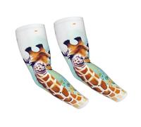 FZQVSLCM Manchons de bras de protection solaire avec trou pour le pouce - Illustration artistique girafe - Manches de soleil pour homme et femme
