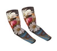 FZQVSLCM Manchons de bras de protection solaire avec trou pour le pouce pour homme et femme Motif fleurs fraîches de la ferme