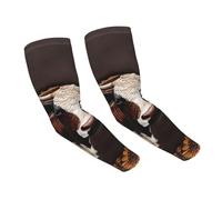 FZQVSLCM Manchons de bras en cuir marron de vache, protection solaire, manches rafraîchissantes avec trou pour le pouce pour homme et femme