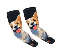 FZQVSLCM Manchons de bras pour homme et femme Corgi sur fond sombre Protection solaire Refroidissement avec trou pour le pouce
