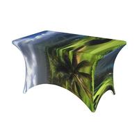 FZQVSLCM Nappe de 1,2 m pour tables rectangulaires imperméables et infroissables en élasthanne, nappe de table tropicale pittoresque, hawaïenne, golf, nappe de patio, nappe extensible et résistante