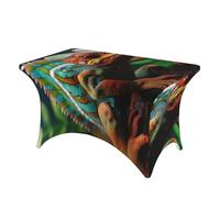 FZQVSLCM Nappe de table rectangulaire de 1,2 m pour tables rectangulaires, imperméable, infroissable, en élasthanne, jolie nappe caméléon, nappe extensible et résistante pour fête, banquet