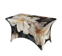 FZQVSLCM Nappe de table rectangulaire de 1,2 m pour tables rectangulaires, imperméable, infroissable, en élasthanne, nappe tendance et extensible pour terrasse, fête, banquet
