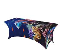 FZQVSLCM Nappe de table rectangulaire de 1,8 m pour tables rectangulaires imperméable et infroissable en élasthanne, nappe de table de récif de corail, poisson, d'aquarium, nappe extensible et