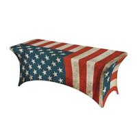 FZQVSLCM Nappe de table rectangulaire de 1,8 m pour tables rectangulaires, imperméable, infroissable, en élasthanne, motif drapeau américain vintage, nappe de table extensible très résistante pour