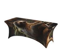 FZQVSLCM Nappe de table rectangulaire de 1,8 m pour tables rectangulaires, imperméable, infroissable en élasthanne, nappe de table paresseux jouant du piano, nappe extensible très résistante pour fête