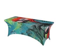 FZQVSLCM Nappe de table rectangulaire de 1,8 m pour tables rectangulaires, imperméable, infroissable, en élasthanne, motif perroquet coloré, nappe extensible très résistante pour fête, banquet