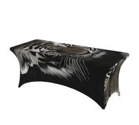 FZQVSLCM Nappe de table rectangulaire de 1,8 m pour tables rectangulaires, imperméable, infroissable, en élasthanne, nappe de table à motif tigre noir et blanc, nappe extensible très résistante pour