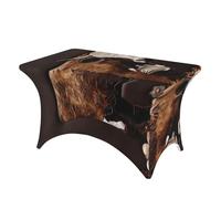 FZQVSLCM Nappe pour tables rectangulaires de 1,2 m - Imperméable et infroissable en élasthanne - Nappe en cuir de vache marron - Nappe extensible et résistante pour fête, banquet