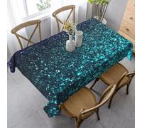 FZQVSLCM Nappe rectangulaire imperméable à paillettes infroissables en tissu robuste pour table de salle à manger en tissu robuste pour intérieur et extérieur - 140 x 89 cm - Bleu sarcelle