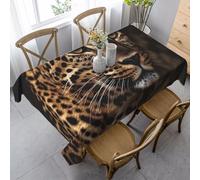 FZQVSLCM Nappes pour tables rectangulaires, imperméable, motif léopard marron, infroissable, nappe de table de salle à manger en tissu robuste pour intérieur et extérieur, 140 x 89 cm