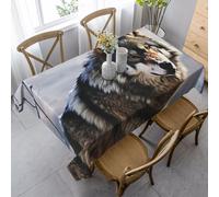 FZQVSLCM Nappes pour tables rectangulaires - Nappe imperméable - Motif loup debout dans la neige - Nappe infroissable en tissu robuste pour intérieur et extérieur - 140 x 89 cm
