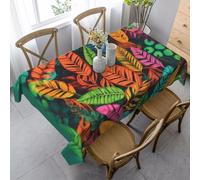 FZQVSLCM Nappes pour tables rectangulaires - Nappe imperméable, sans plis, motif feuilles colorées de la jungle - Housse de table en tissu robuste pour intérieur et extérieur - 140 x 89 cm