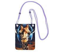 FZQVSLCM Petit sac à bandoulière pour femme - Sac à main étanche pour téléphone portable - Girafe portant des écouteurs - Portefeuille - Sac banane
