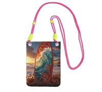 FZQVSLCM Petit sac à bandoulière pour femme - Sac à main imperméable pour téléphone portable - Sac coloré pour planche de surf - Portefeuille - Sac banane - Fuchusia, taille unique