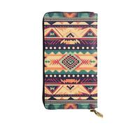 FZQVSLCM Portefeuille en cuir à motif de style sud-ouest pour femme - Long porte-monnaie ultra fin - Porte-cartes de crédit - Pochette à deux volets