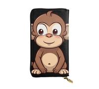 FZQVSLCM Portefeuille en cuir de singe marron de dessin animé pour femme - Long porte-monnaie ultra fin - Porte-cartes de crédit - Pochette à deux volets