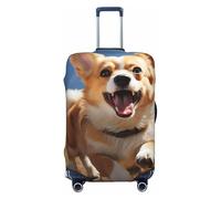 FZQVSLCM Running Corgi Housse de protection élastique lavable pour valises de 45,7 à 81,3 cm, Noir , L