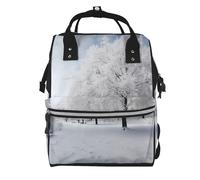 FZQVSLCM Sac à dos à langer pour femme - Grande capacité - Sac à dos momie - Blanc - Arbre de neige - Sac à dos décontracté