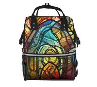 FZQVSLCM Sac à dos à langer pour femme - Grande capacité - Sac à dos pour maman - Art en verre teinté - Sac à dos décontracté