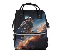FZQVSLCM Sac à dos à langer pour femme - Grande capacité - Sac à dos pour maman - Astronaute volant dans l'espace - Sac à dos décontracté