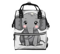 FZQVSLCM Sac à dos à langer pour femme - Grande capacité - Sac à dos pour maman - Motif éléphant - Gris