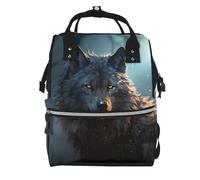 FZQVSLCM Sac à dos à langer pour femme, grande capacité, sac à dos pour maman, sac à dos fantaisie loup décontracté