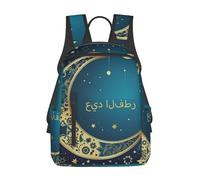 FZQVSLCM Sac à dos léger pour ordinateur portable, randonnée, Aïd al-Fitr, croissant de lune et étoiles, sac de week-end, sac de voyage pour homme et femme