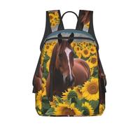 FZQVSLCM Sac à dos léger pour ordinateur portable, randonnée, cheval et tournesol, sac de voyage pour homme et femme