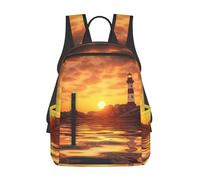 FZQVSLCM Sac à dos léger pour ordinateur portable, randonnée, phare de mer au coucher du soleil, sac de week-end, sac de voyage pour femme et homme