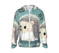 FZQVSLCM Sweat à capuche de protection solaire UPF 50+ pour homme - Veste légère à manches longues - Motif hérisson de dessin animé, Noir/blanc, S