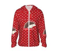 FZQVSLCM Sweat à capuche de protection solaire UPF 50+ pour homme - Veste légère à manches longues - Rouge à pois - Hérisson, Noir/blanc, S