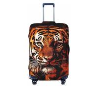 FZQVSLCM Tiger in Fire Housse de bagage de voyage élastique lavable Anti-rayures Épais Convient aux bagages 45,7 à 81,3 cm, Noir , M