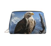 FZQVSLCM Trousse de maquillage de voyage, trousse de maquillage imperméable pour sac à main, trousse de toilette en cuir pour femme, trousse de maquillage à motif aigle solitaire avec fermeture éclair