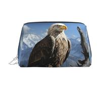 FZQVSLCM Trousse de maquillage de voyage, trousse de maquillage imperméable pour sac à main, trousse de toilette en cuir pour femme, trousse de maquillage à motif aigle solitaire avec fermeture éclair