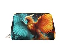 FZQVSLCM Trousse de maquillage de voyage, trousse de maquillage imperméable pour sac à main, trousse de toilette en cuir pour femme, trousse de maquillage phénix au feu et à l'eau, avec fermeture