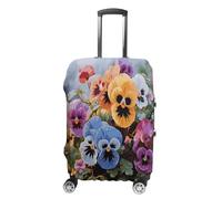 FZQVSWTX Housse de protection lavable pour valise, chiot de Poméranie, imprimé élastique, convient aux bagages de 48,3 à 81,3 cm, Fleurs de pensées, M