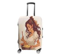 FZQVSWTX Housse de protection lavable pour valise, formes dorées et noires imprimées, protection élastique pour valise de voyage de 48 à 81 cm, Représentation de la cuisine de femme, M