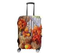 FZQVSWTX Housse de protection lavable pour valise, motif ballon de football imprimé, protection élastique pour valises de 48,3 à 81,3 cm, Thanksgiving d'automne, L