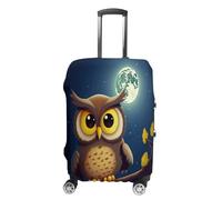 FZQVSWTX Housse de protection lavable pour valise, motif chouette et lune jaune, élastique, convient aux bagages de 48,3 à 81,3 cm, Chouette et lune jaune, S