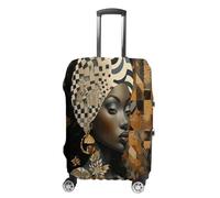 FZQVSWTX Housse de protection lavable pour valise, motif émeraude profonde et ambre, élastique pour bagages de 48,3 à 81,3 cm, Collage Art Style, L