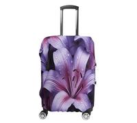 FZQVSWTX Housse de protection lavable pour valise, motif guitare réfléchissante, protection élastique pour valises de 48,3 à 81,3 cm, Fleurs de lys violettes, L