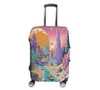 FZQVSWTX Housse de protection lavable pour valise, motif lapin gris, élastique, convient aux bagages de 48 à 81 cm, Style rock psychédélique, S