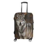 FZQVSWTX Housse de protection lavable pour valise, motif phare avec peinture diamant imprimée, protection élastique pour valises de 48,3 à 81,3 cm, Loup gris sauvage, L