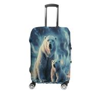 FZQVSWTX Housse de protection lavable pour valise, motif phare avec peinture diamant imprimée, protection élastique pour valises de 48,3 à 81,3 cm, Ours polaire Northern Lights, M