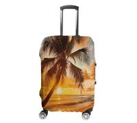 FZQVSWTX Housse de protection lavable pour valise, motif phare avec peinture diamant imprimée, protection élastique pour valises de 48,3 à 81,3 cm, Plage tropicale palmier coucher de soleil, S