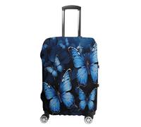 FZQVSWTX Housse de protection lavable pour valise, motif tigre majestueux se reposant sur un rocher, élastique pour valise de voyage de 48,3 à 81,3 cm, Papillons bleu foncé, L