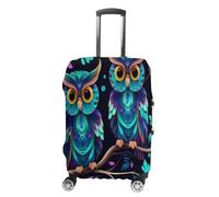 FZQVSWTX Housse de protection lavable pour valise, motif tigre majestueux se reposant sur un rocher, élastique pour valise de voyage de 48,3 à 81,3 cm, Chouette violette et verte, L