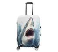 FZQVSWTX Housse de protection lavable pour valise, sport, football, imprimé, voyage, protection élastique pour valises de 48,3 à 81,3 cm, Requin dans la mer, L
