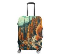 FZQVSWTX Housse de protection lavable pour valise, texture bois foncé, imprimé, protection élastique pour valises de 48,3 à 81,3 cm, Peinture de paysage., XL